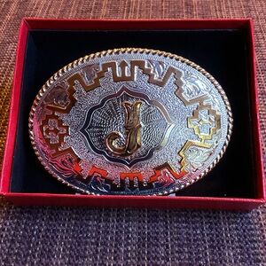Silver and Gold Western Belt Buckle